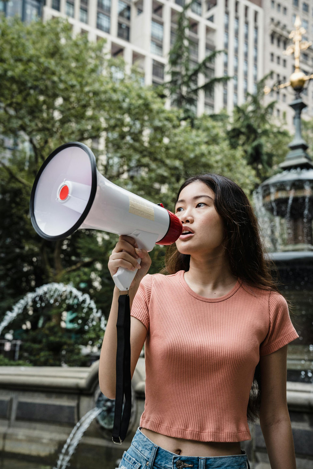 Teenager on megaphone