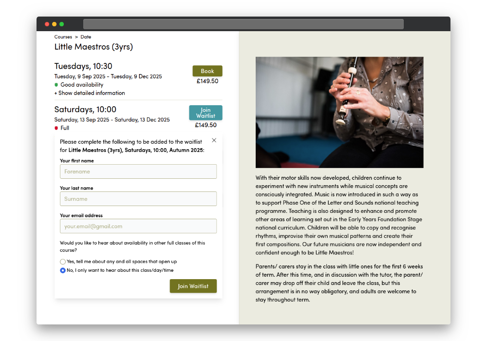 Online Shop waitlist management